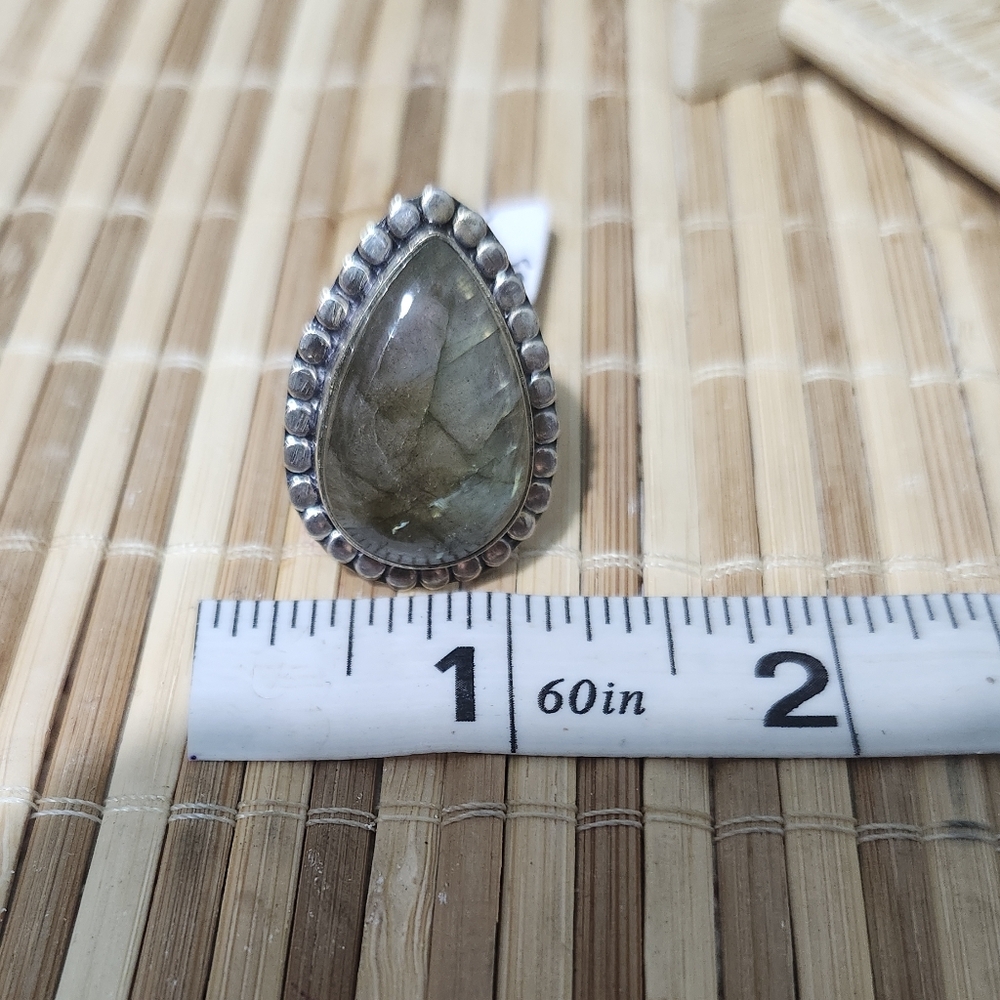 Handmade Labradorite Silver Ring Size 7.5 - Picture 3 of 7